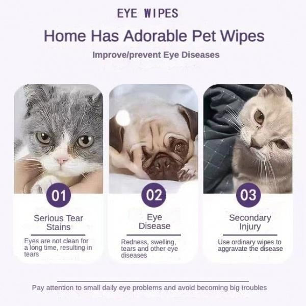 Pet Eye Wipes – 200 Count Gentle Tear Stain Removing Wipes for Dogs & Cats, Safe Daily Eye Cleaning Pads