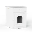 Wooden Pet House Litter Box Furniture – Multi-Functional Enclosure with Fence, Drawers & Modern Wooden Design