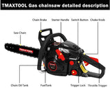 62cc Powerful Gas Chainsaw with 20-Inch Bar & 2-Stroke Engine
