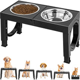 XIA Z Fashion Pet Products – Black Dog Bowl Holder with Double Stainless Steel Feeding Bowls, Non-Slip Elevated Stand