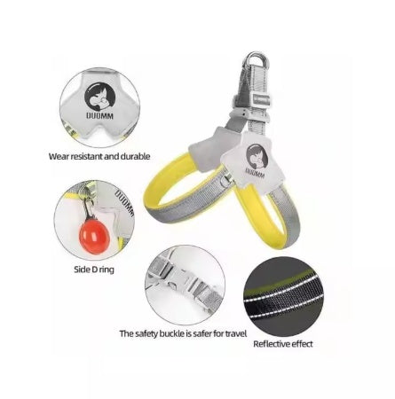 YT Pet Reflective Adjustable Dog & Cat Harness with Leather Leash – Comfortable, Easy Control & No-Pull Design