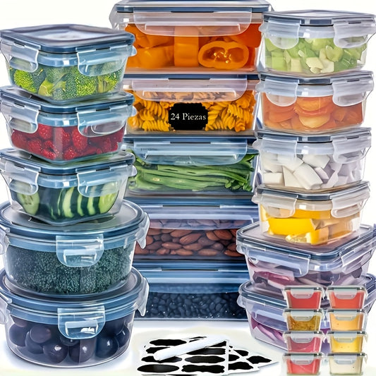 48-Piece Leak-Proof Meal Prep Food Storage Containers Set – Airtight, BPA-Free with Snap-Lock Lids & Free Labels