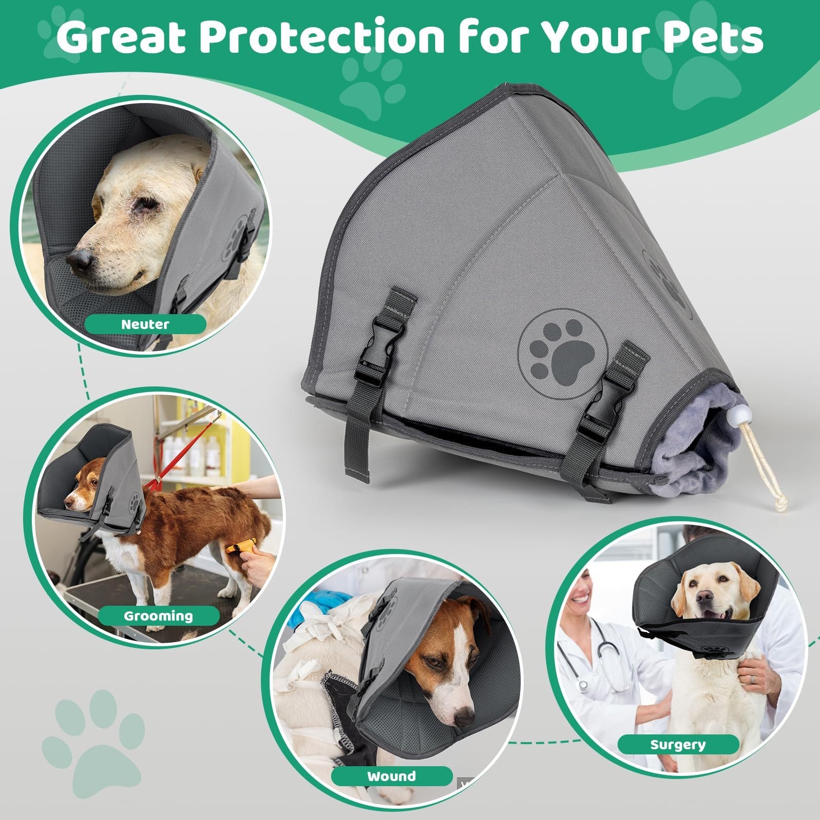 Pet Elizabethan Collar – Single Layer Recovery Cone for Cats & Dogs (M Size)