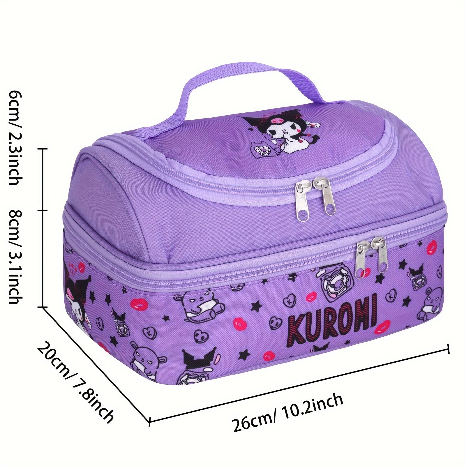 Kuromi Insulated Lunch Tote – Cartoon Pink Lunch Box Bag for Work, Travel & Picnic