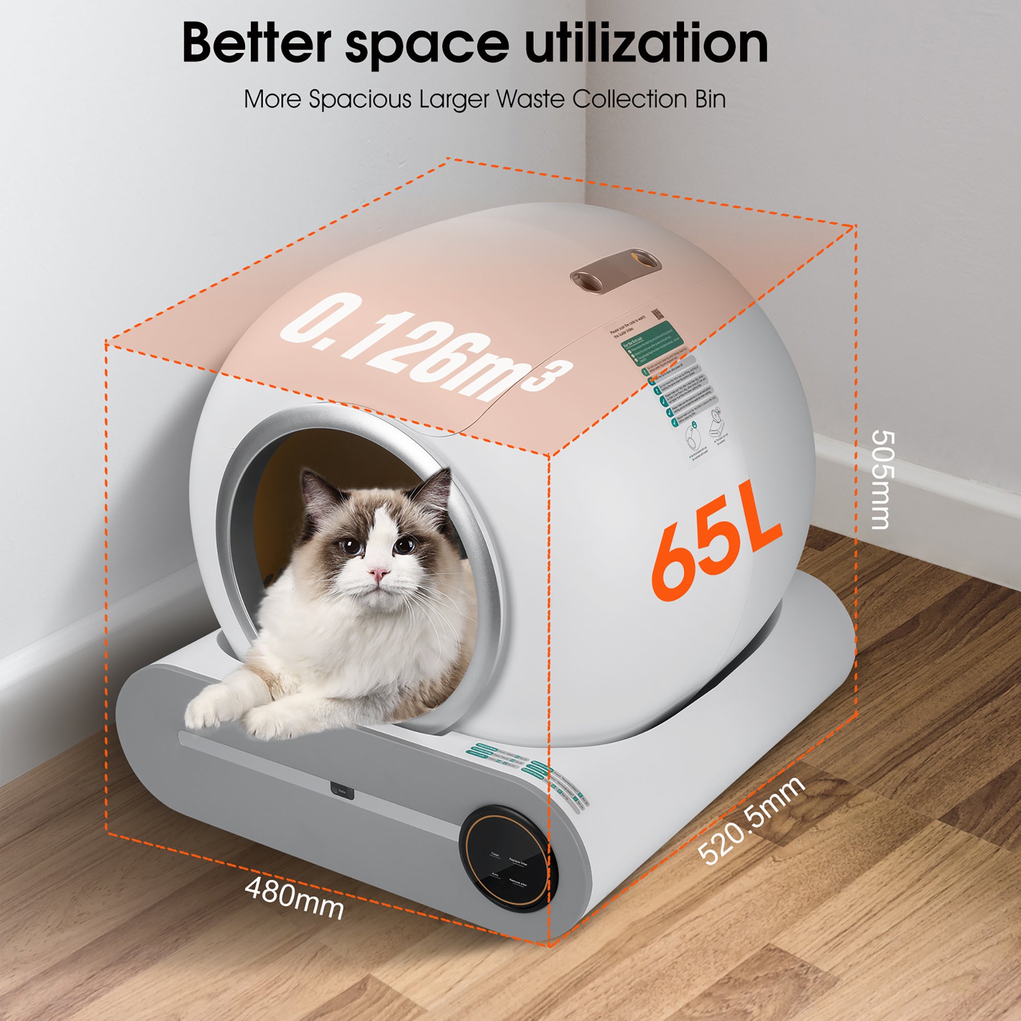 Smart Self-Cleaning Cat Litter Box – Automatic Scooping with Deodorization, App Control & 2.4G WiFi Support with Safety Padding