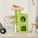 3-Inch Speaker-Shaped Double-Layer Cat House Hammock Bed – Yellow & Green Indoor Cat Furniture with Cozy Design