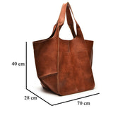 Retro PU Soft Tote Bag – Large Capacity Women’s Shoulder & Handbag (Brown/Black)