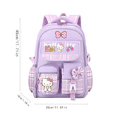 Sanrio Hello Kitty Large Capacity Laptop Backpack with Adjustable Straps & 2 Free Hairpins – Purple Plaid Print