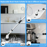 24 V Electric Spin Scrubber with Adjustable Handle & 8 Brush Heads – Adjustable Extension Handle, 2 Speed Settings for Bathroom, Kitchen, Car, Walls