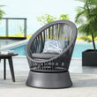 26.7" Modern Gray Wicker Lounge Chair – Round Rattan & Iron Frame, Stylish Relaxation for Living Room & Patio 🪑✨