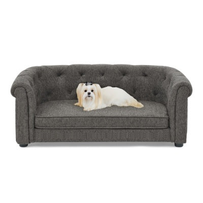 Contemporary Linen Pet Sofa – Rectangular Design with Arc-Shaped Backrest & Armrests