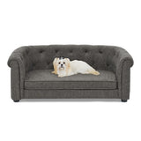 Contemporary Linen Pet Sofa – Rectangular Design with Arc-Shaped Backrest & Armrests