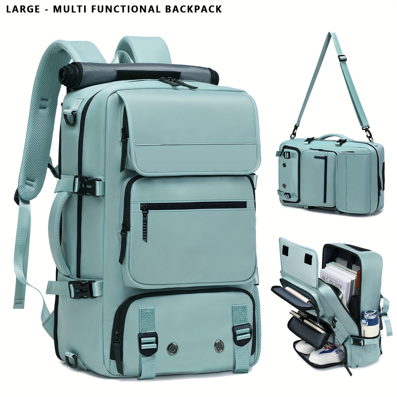 2025 New Multi-Functional 16″ Laptop Travel & Business Backpack for Men & Women – Large Capacity with Shoe Pocket & Crossbody Straps 🎒