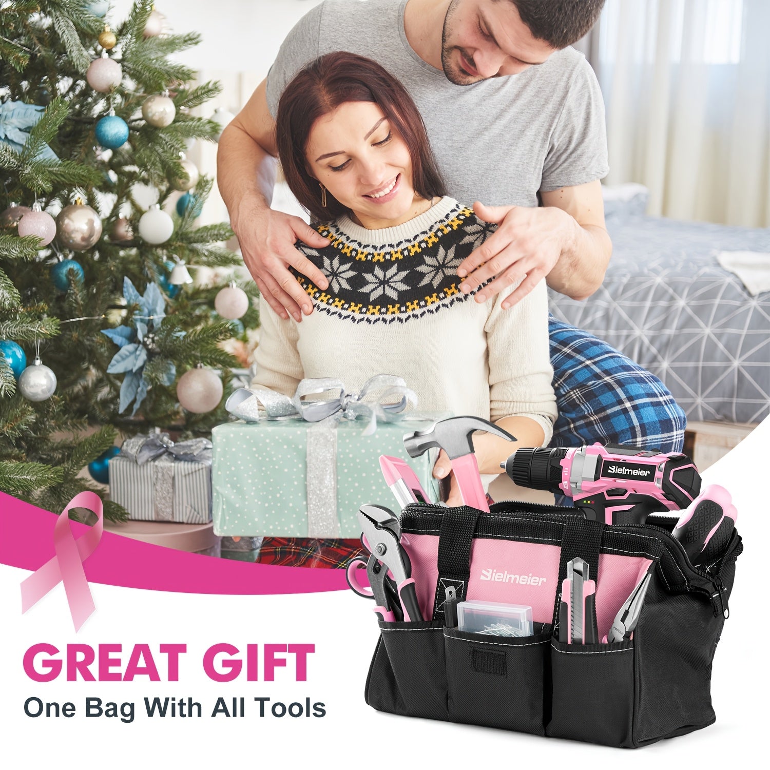 Bielmeier 20V Pink Cordless Drill & 236-Piece Tool Kit with Bag