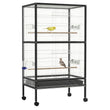 PawHut 54'' Extra Large Portable Rolling Iron Aviary – Flight Bird Cage with Accessories for Parrots, Cockatiels & Finches