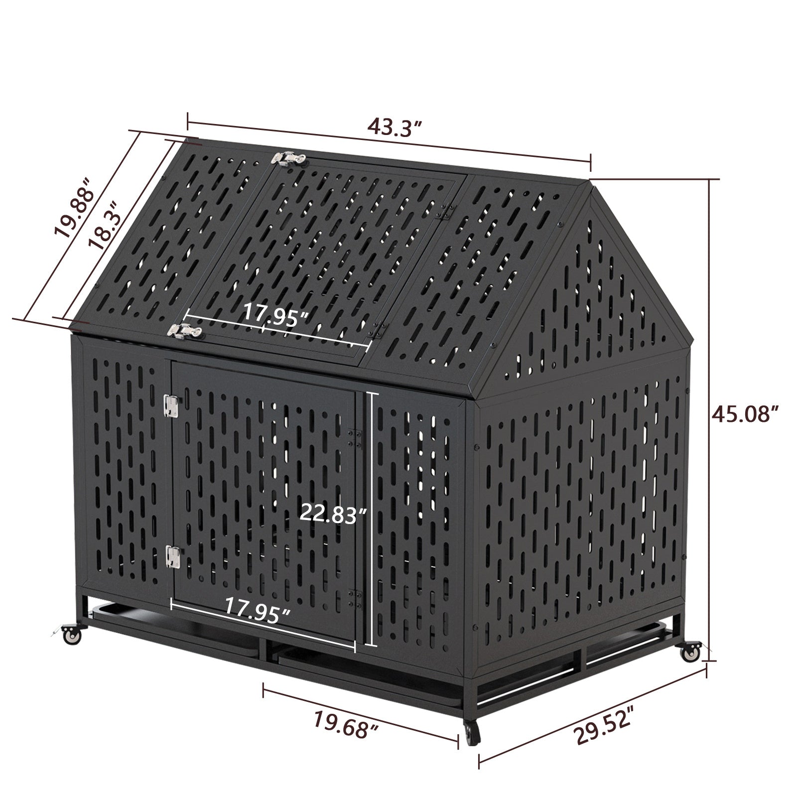45" Heavy-Duty Dog Crate – XL Steel Kennel with Locking Latch & Removable Tray