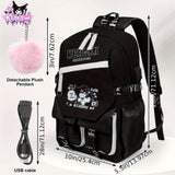 SANRIO Kuromi Anime Backpack with Pendant Charm – High-Quality Nylon Laptop Bag (Fits 15″) for School, Travel & Hiking 🎒