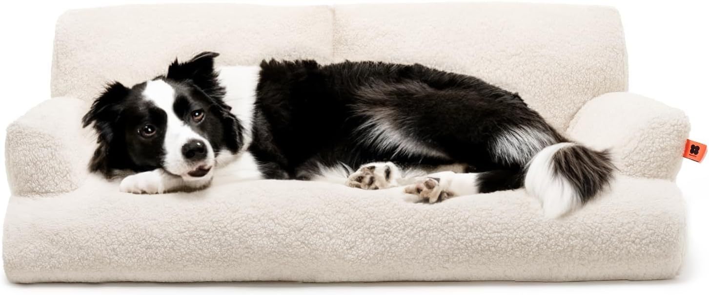 Mewoofun Small Dog Bed – 25.6"x19.7"x7.9" Grey Washable Waterproof Pet Cushion with Removable Cover & Non-Slip Bottom