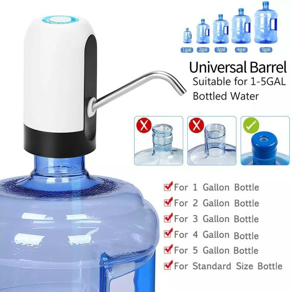 USB Rechargeable 5-Gallon Water Bottle Electric Dispenser Pump – Automatic One-Touch Water Pump with Universal Fit