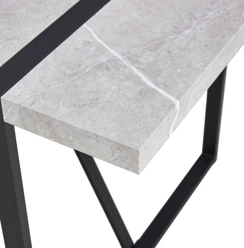 Modern 55-Inch Dining Table – Rectangular Gray MDF Top with Metal Frame, Easy Assembly for 4 People