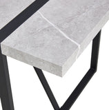 Modern 55-Inch Dining Table – Rectangular Gray MDF Top with Metal Frame, Easy Assembly for 4 People