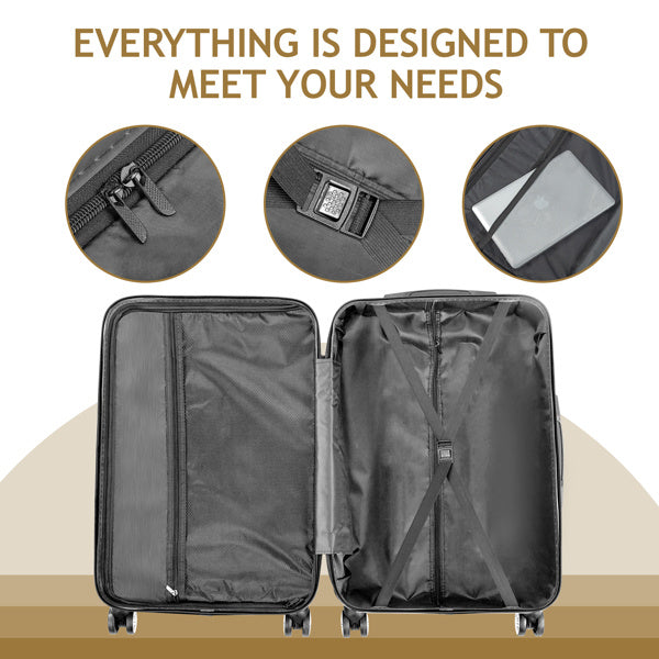 Vertical Striped 4-in-1 Hard Shell Luggage Set with Spinner Wheels & TSA Lock