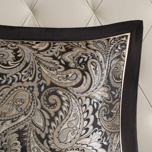 12-Piece Black Comforter Set with Cotton Bed Sheets – Luxury Queen Bedding Ensemble