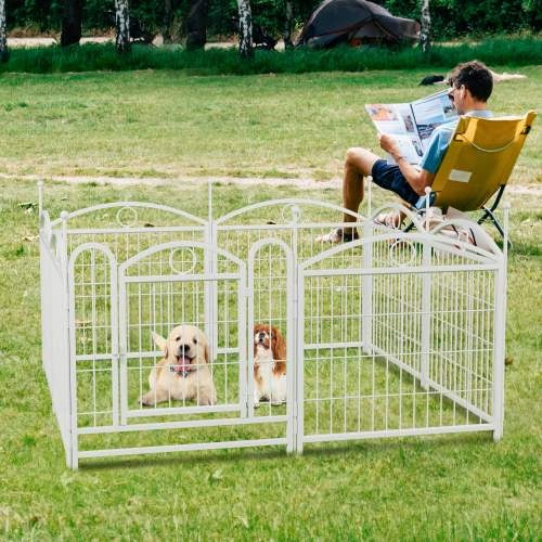 24-Inch Indoor Dog Playpen – 8-Panel Foldable Metal Pet Exercise Pen for Puppies & Small Dogs