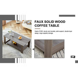 Modern Gray Textured Coffee Table ☕ Double-Layer MDF Living Room Table – Practical Design for Home & Office