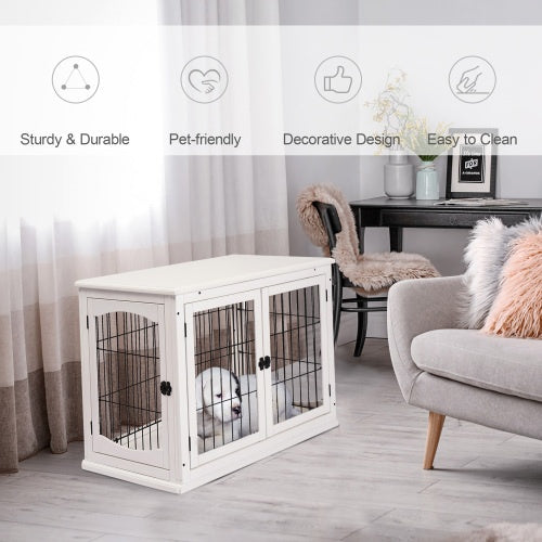 Stylish Small Kennel End Table with Double Entrances & Lockable Door