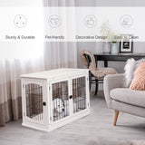 Stylish Small Kennel End Table with Double Entrances & Lockable Door