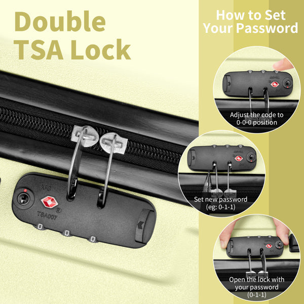 3-Piece ABS+PC Curved Vertical Luggage Set – Hard Shell Spinner Suitcases with TSA Lock & 360° Wheels (20", 24", 28")