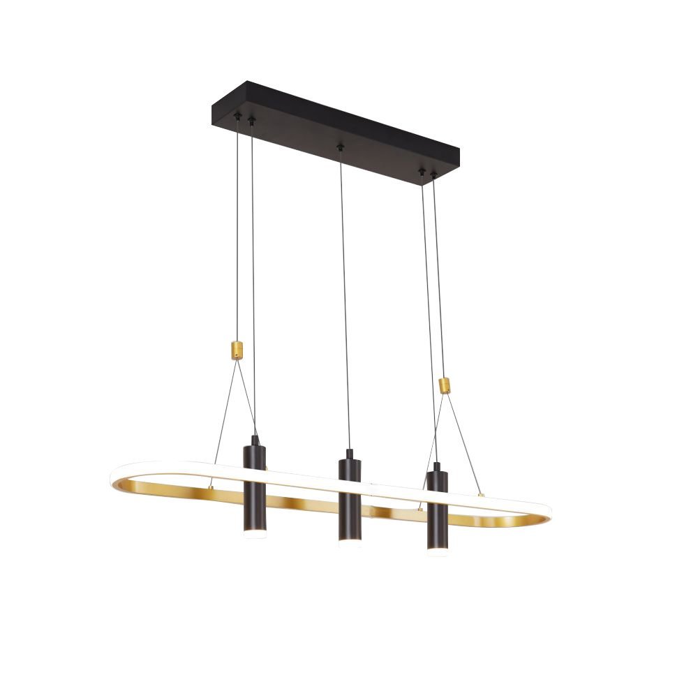 Modern Black & Gold 4-Light Pendant Lamp with Adjustable Design