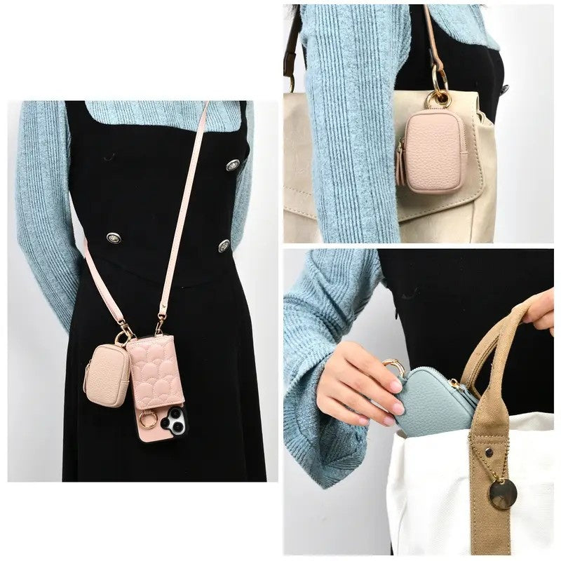 Leather Coin Purse 👛 Mini Change Pouch with Keychain – Small Zipper Wallet for Women