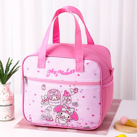 Sanrio My Melody Insulated Lunch Bag (500 ml Capacity) – Large Capacity Pastel Blue Bento-Style Bag with Strap for Office, Picnic & Outdoor 🧺🎀