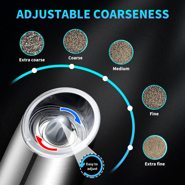Electric Salt & Pepper Grinder Set ⚡ Adjustable Ceramic Mill – One-Handed Kitchen Seasoning Tool