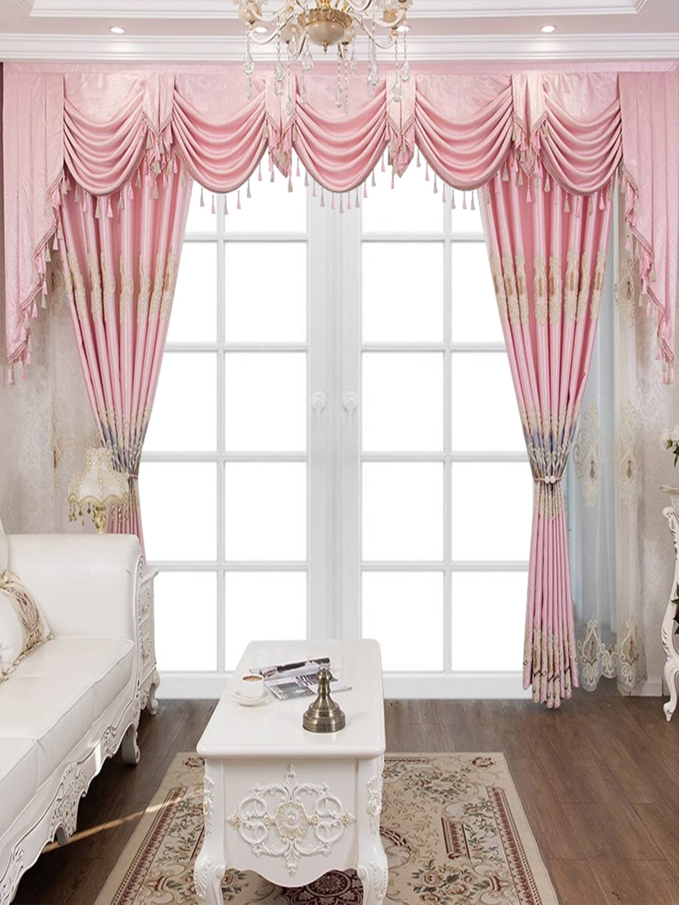European-Style Luxury Embroidered Curtains – 2 Panels, Modern Bedroom Blackout Drapes Without Valance