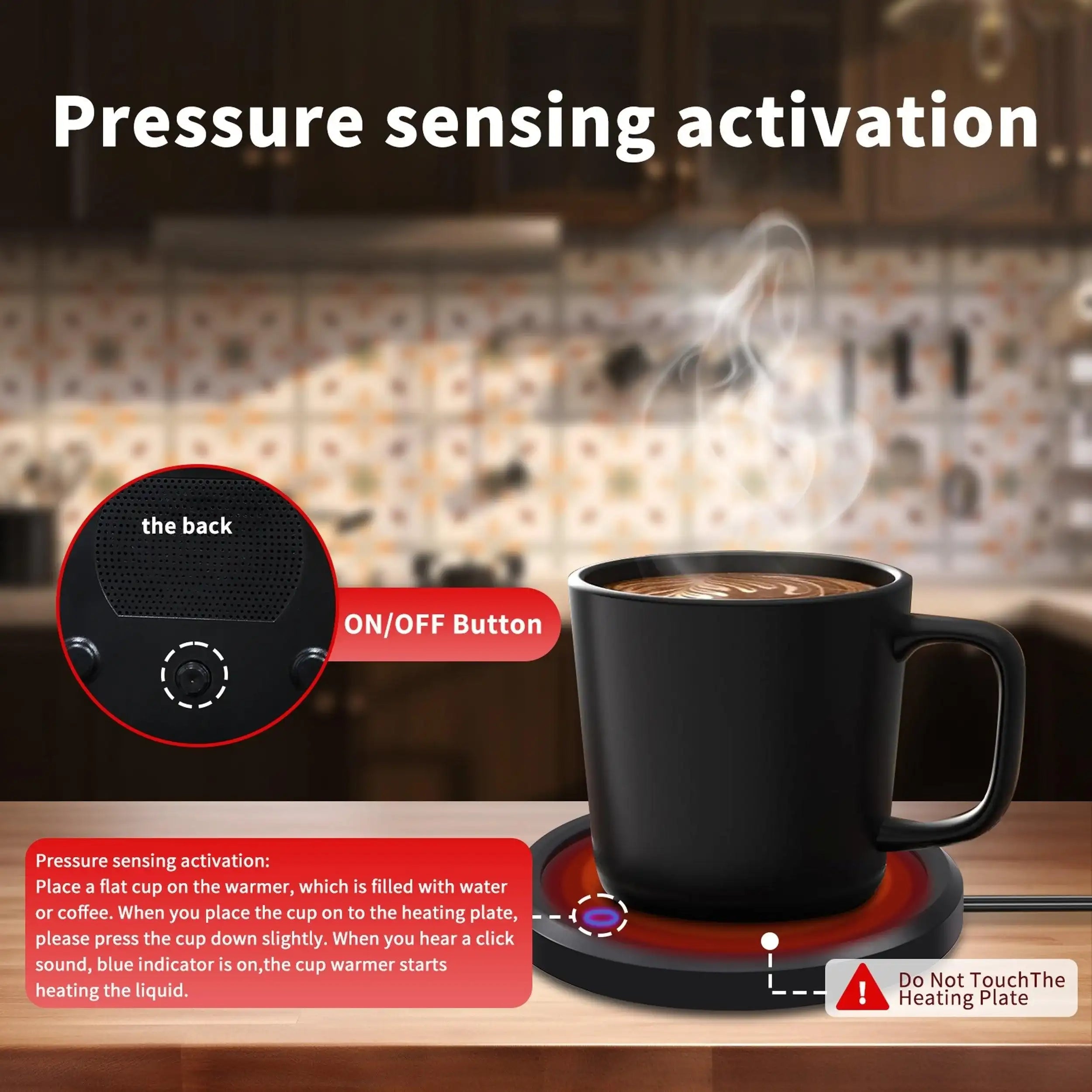 LALAYUAN Electric Mug Warmer, Fast Heating Coffee Cup Warmer with Temperature Control, 110V US Plug, Plug Powered Beverage Heater, with Desk, for Coffee Lovers, Coffee, Milk, Tea, Candle Wax Gift - PulinGO