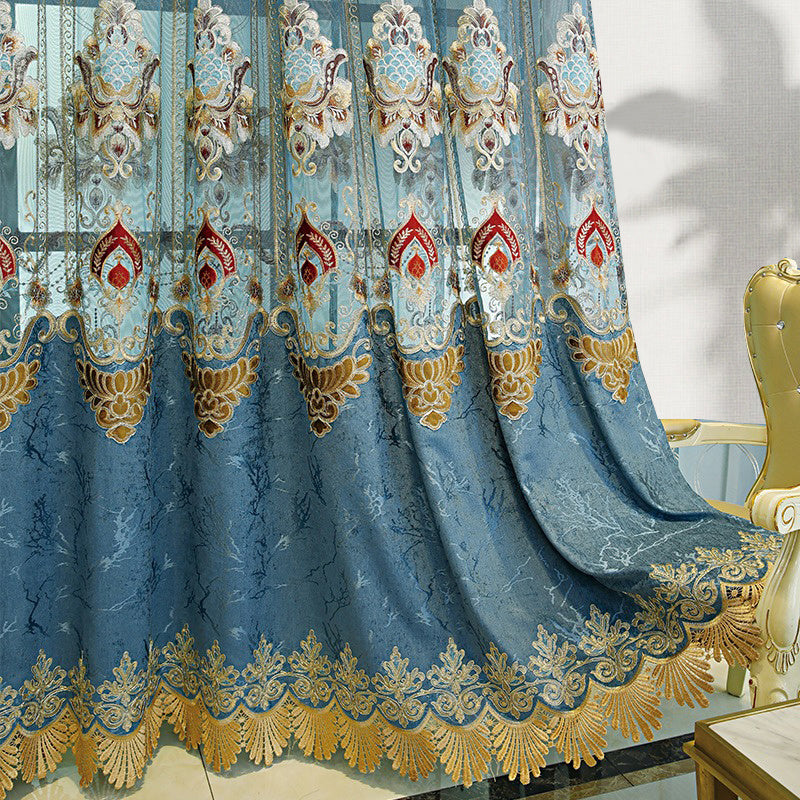 Modern European Hollow Embroidery Velvet Curtains – Thickened Blackout Panels, 2-Piece Set