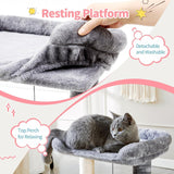 Small 4-in-1 Cat Tree Tower – Self-Grooming Brush, Sisal Scratching Post, Soft Plush Bed & Hanging Ball for Kittens