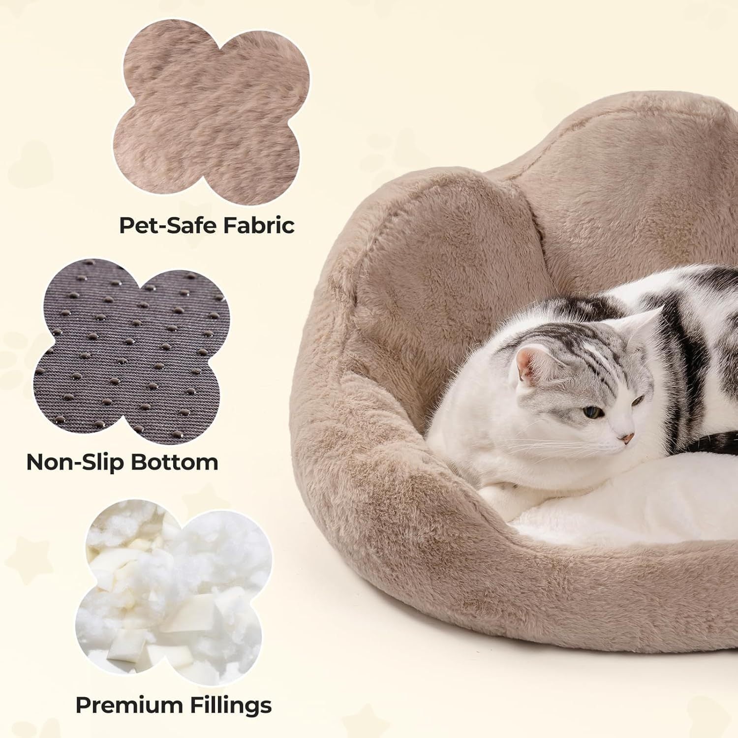 Mewoofun Round Cat Bed – 23" Washable Fluffy Pet Couch with Anti-Slip Bottom for Indoor Cats, Kittens & Small Dogs