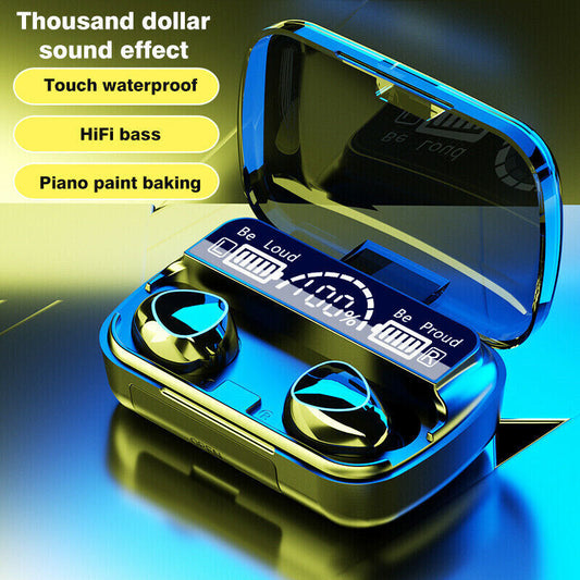 TWS Wireless Bluetooth 5.1 Earbuds - Waterproof Sports Headphones with Charging Case