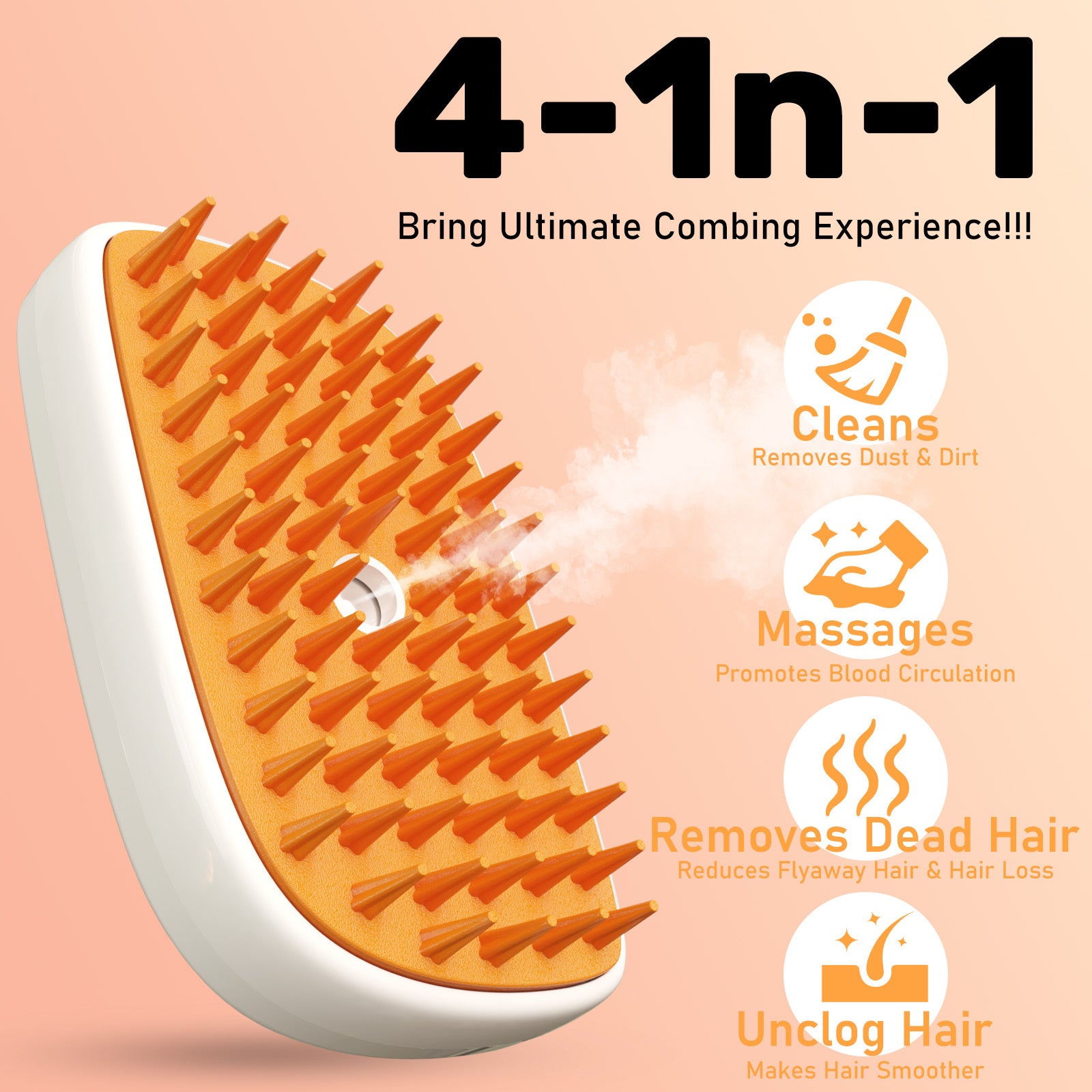 4‑in‑1 Cat Steam Grooming Brush – Hydrating Mist, Deshedding, Detangling & Massage Combo for Dogs & Cats