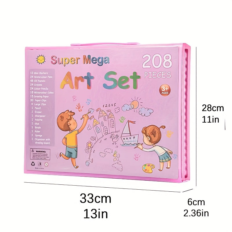 208-228 Piece Adult/Children Art Supplies Set – Oil Pastels, Crayons, Colored Pencils, Acrylic Markers & Watercolour Pens