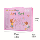 208-228 Piece Adult/Children Art Supplies Set – Oil Pastels, Crayons, Colored Pencils, Acrylic Markers & Watercolour Pens