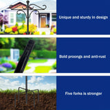 Two Heavy-Duty 76-Inch Outdoor Metal Shepherd’s Hooks – Double Bird Feeder Pole with Five-Finger Adjustable Plant Hooks, Garden & Wedding Décor