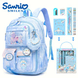 Sanrio Cinnamoroll Cartoon Shoulder Bag & Travel Backpack Set – Includes Plush Pendant, 2 Badges & Stationery, Ultra-Lightweight for New Semester 🎒✨