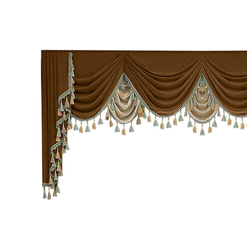 Finished Retro Villa Velvet Splicing Curtains – Thickened Light Luxury Velvet, Patchwork Design, Blackout Rod-Pocket Drapes with Wave Fold Top