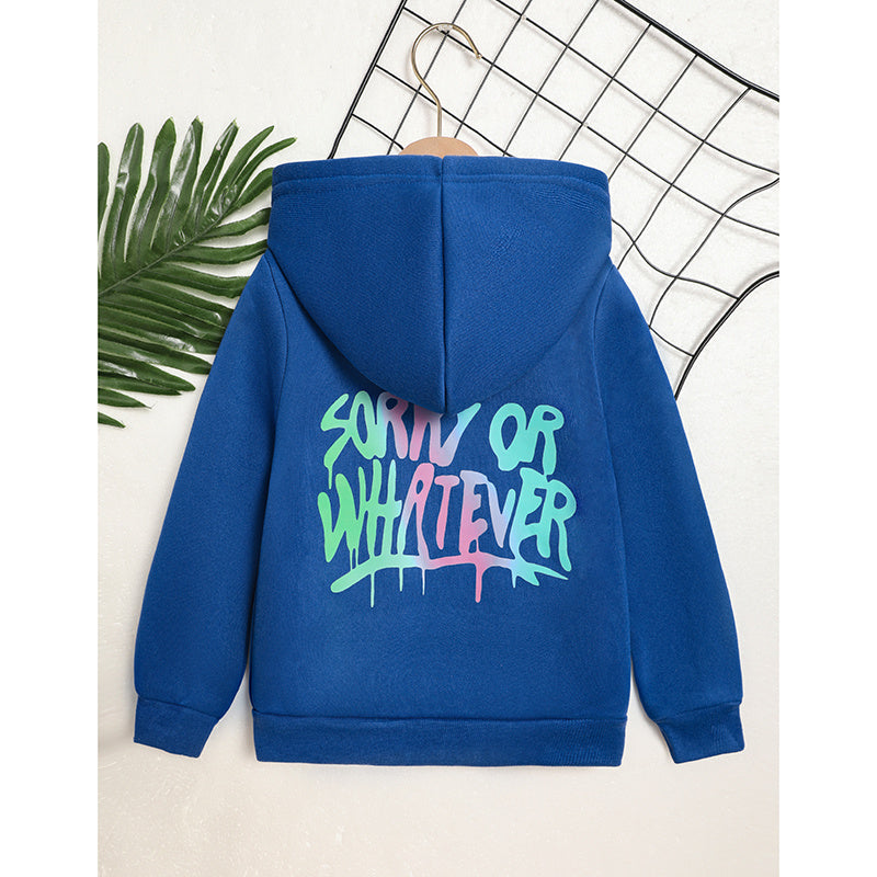 Toddler Girl Zip-Up Hoodie Jacket – “Sorry or Whatever” Letter Print Long Sleeve Sweatshirt, Casual Kids Hooded Jacket