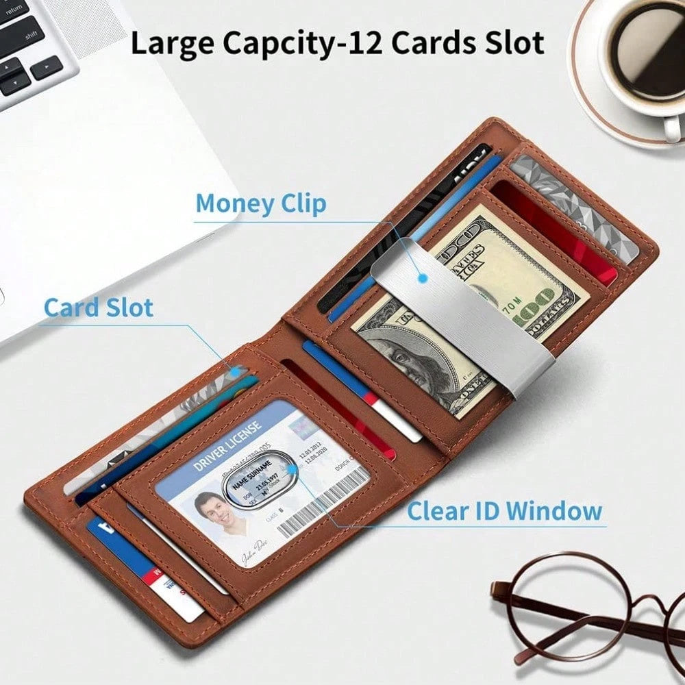 Elegant Slim Bifold Wallet with RFID Security